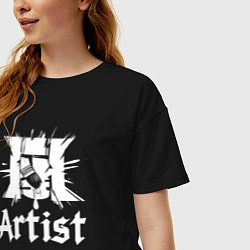 Футболка оверсайз женская Художник логотип с кистью, цвет: черный — фото 2