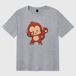Футболка оверсайз женская Dabbing monkey, цвет: меланж