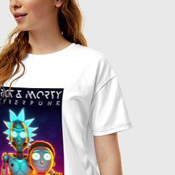 Футболка оверсайз женская Cyborg Rick and Morty - ai art fantasy, цвет: белый — фото 2