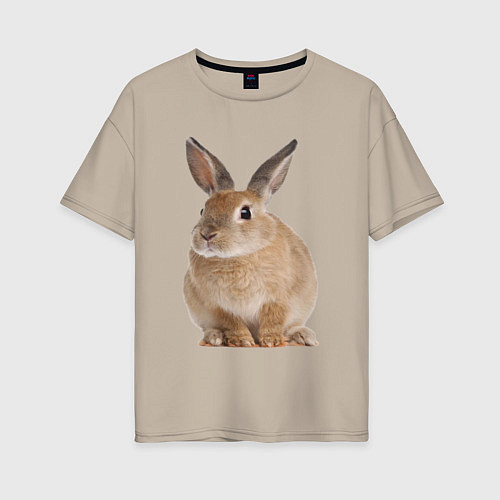 Женская футболка оверсайз Бежевый кролик / Миндальный – фото 1