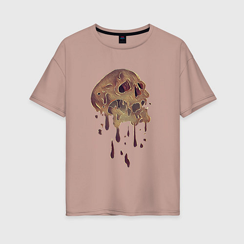 Женская футболка оверсайз Плавящийся череп / Пыльно-розовый – фото 1