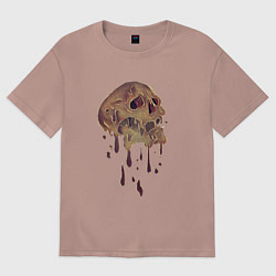 Футболка оверсайз женская Плавящийся череп, цвет: пыльно-розовый