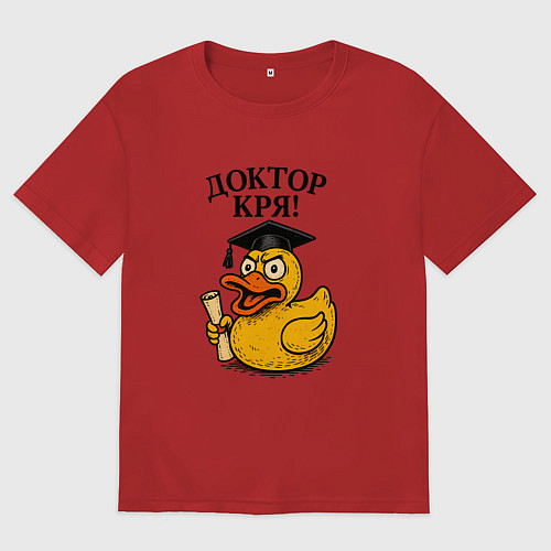 Женская футболка оверсайз Доктор кря - утка выпускник / Красный – фото 1