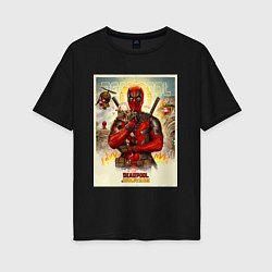 Футболка оверсайз женская Дэдпул стоит, цвет: черный