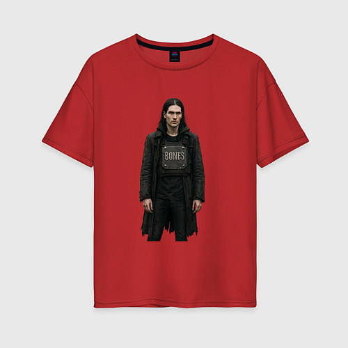 Женская футболка оверсайз Bones в бронежелете / Красный – фото 1