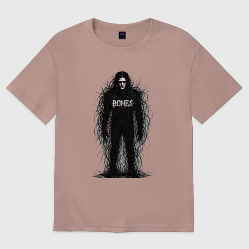 Женская футболка оверсайз Bones horror style / Пыльно-розовый – фото 1