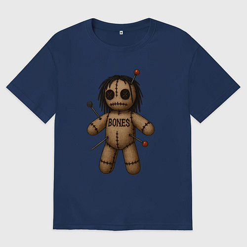Женская футболка оверсайз Bones кукла Вуду / Тёмно-синий – фото 1