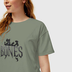 Футболка оверсайз женская Bones лого из дыма, цвет: авокадо — фото 2