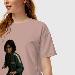 Футболка оверсайз женская Игрок 067 в стойке, цвет: пыльно-розовый — фото 2