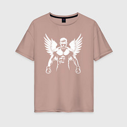 Футболка оверсайз женская Конор Макгрегор с крыльями, цвет: пыльно-розовый