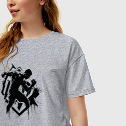 Футболка оверсайз женская Миксфайт боец граффитт, цвет: меланж — фото 2