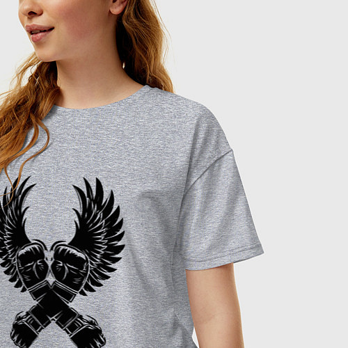 Женская футболка оверсайз ММА кулаки / Меланж – фото 3