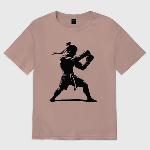 Женская футболка оверсайз Тайский боксер / Пыльно-розовый – фото 1