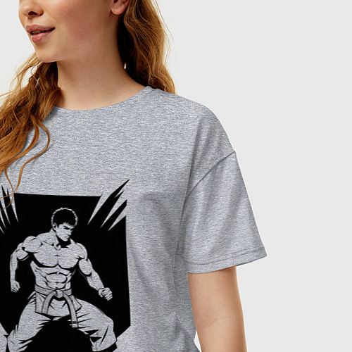 Женская футболка оверсайз Аниме самбист / Меланж – фото 3