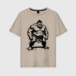 Женская футболка оверсайз Грозный сумоист