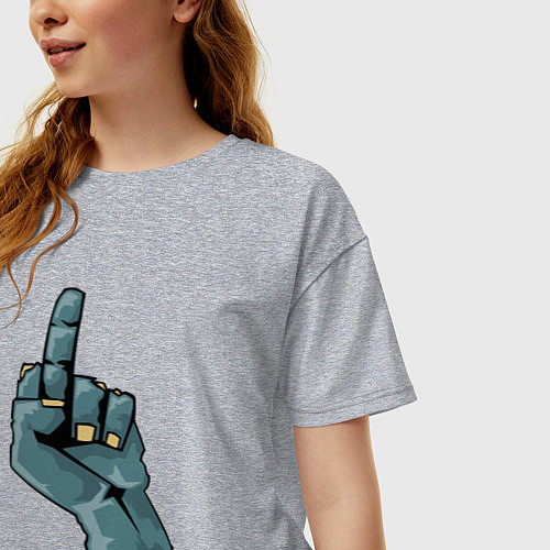 Женская футболка оверсайз Zombie fuck / Меланж – фото 3