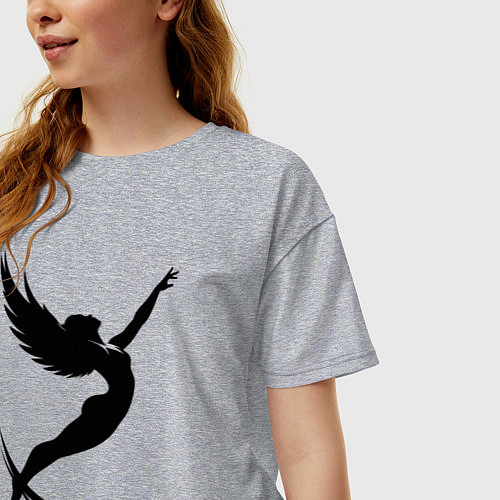 Женская футболка оверсайз Воздушная гимнастика с крыльями / Меланж – фото 3