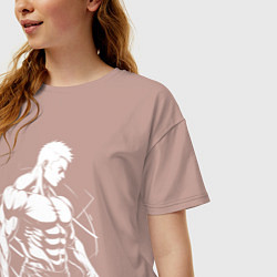 Футболка оверсайз женская Мускулистый аниме, цвет: пыльно-розовый — фото 2