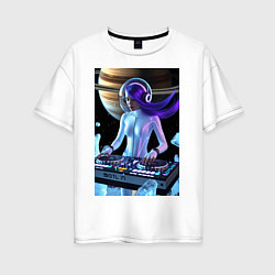 Футболка оверсайз женская Девушка космо DJ, цвет: белый