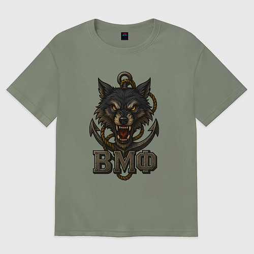 Женская футболка оверсайз ВМФ волк / Авокадо – фото 1