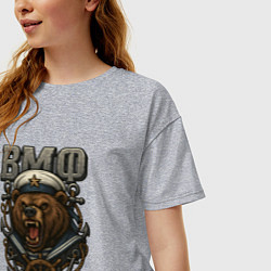 Футболка оверсайз женская ВМФ медведь, цвет: меланж — фото 2