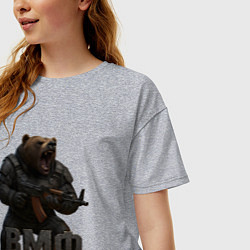 Футболка оверсайз женская ВМФ стреляющий медведь, цвет: меланж — фото 2
