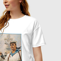 Футболка оверсайз женская Слава Нашим Морякам, цвет: белый — фото 2