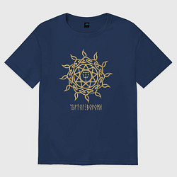 Футболка оверсайз женская Славянский чертог ворона, цвет: тёмно-синий