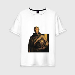 Футболка оверсайз женская Молодой мужчина водолаз ретрофутуризм поп-арт 1970, цвет: белый