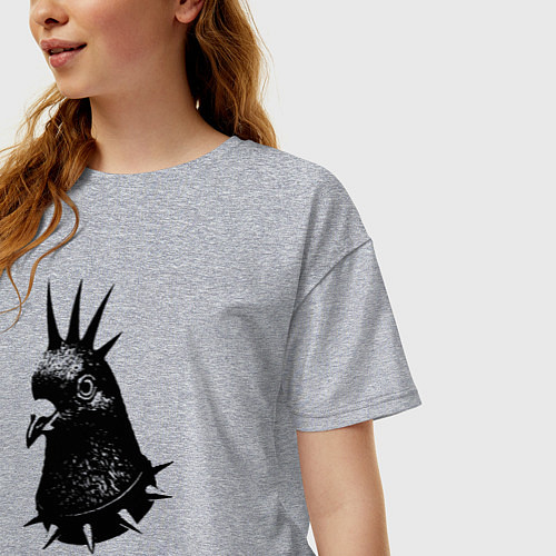 Женская футболка оверсайз Панк голубь / Меланж – фото 3
