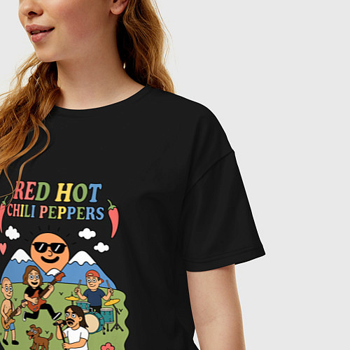 Женская футболка оверсайз Red Hot Chili Peppers мультяшный стиль / Черный – фото 3