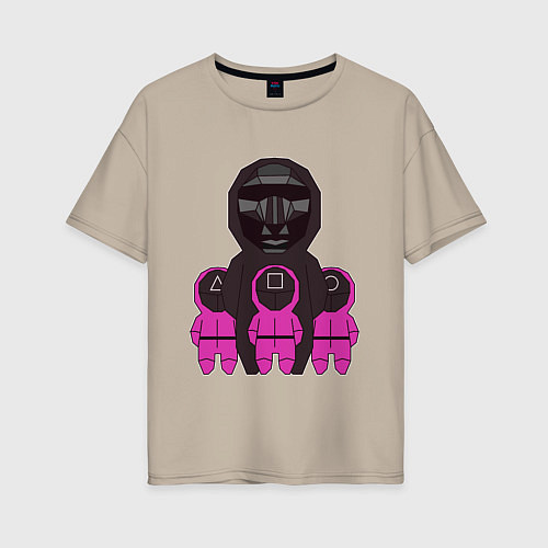 Женская футболка оверсайз Персонажи сериала игра в кальмара / Миндальный – фото 1