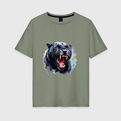 Футболка оверсайз женская Пантера оскал, цвет: авокадо