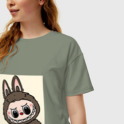 Футболка оверсайз женская Лабубу с милой мордашкой, цвет: авокадо — фото 2