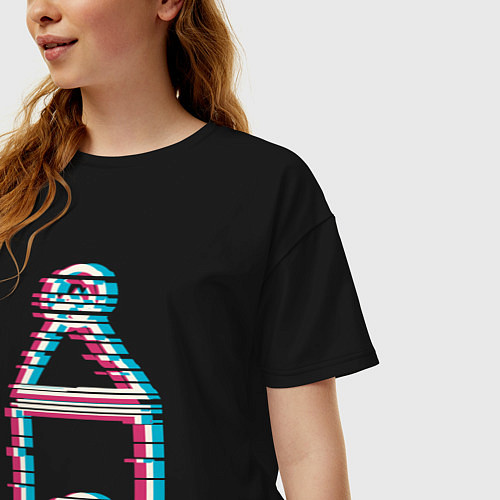 Женская футболка оверсайз Символы - игра в кальмара / Черный – фото 3