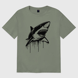 Женская футболка оверсайз Акула с капающим стилем