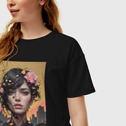 Футболка оверсайз женская Городская муза, цвет: черный — фото 2