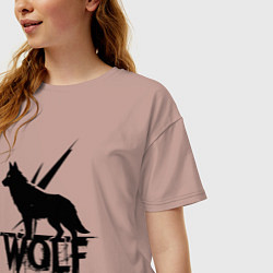 Футболка оверсайз женская Волк на страже, цвет: пыльно-розовый — фото 2