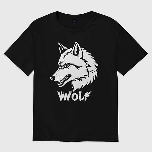 Женская футболка оверсайз Волк с оскалом / Черный – фото 1
