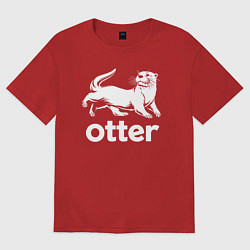 Футболка оверсайз женская Выдра в прыжке, цвет: красный