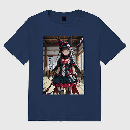 Женская футболка оверсайз Рори Меркурия с алебардой / Тёмно-синий – фото 1