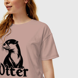 Футболка оверсайз женская Выдра с надписью, цвет: пыльно-розовый — фото 2