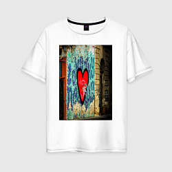 Футболка оверсайз женская Граффити сердце, цвет: белый