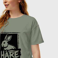 Футболка оверсайз женская Графический заяц, цвет: авокадо — фото 2