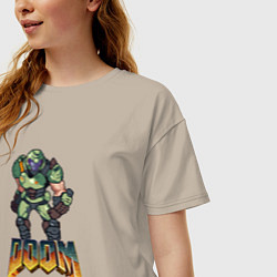 Футболка оверсайз женская Doom солдат марса, цвет: миндальный — фото 2