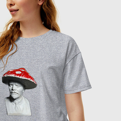 Женская футболка оверсайз Ленин гриб / Меланж – фото 3