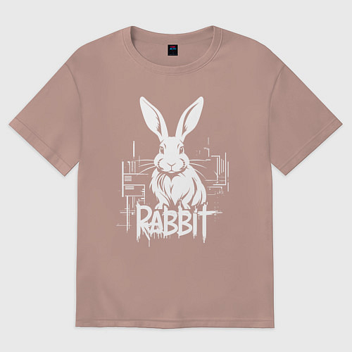 Женская футболка оверсайз Городской кролик / Пыльно-розовый – фото 1