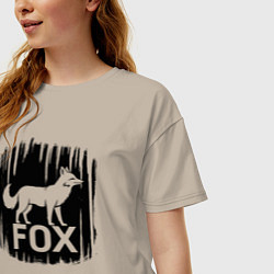 Футболка оверсайз женская Лис в лесу, цвет: миндальный — фото 2