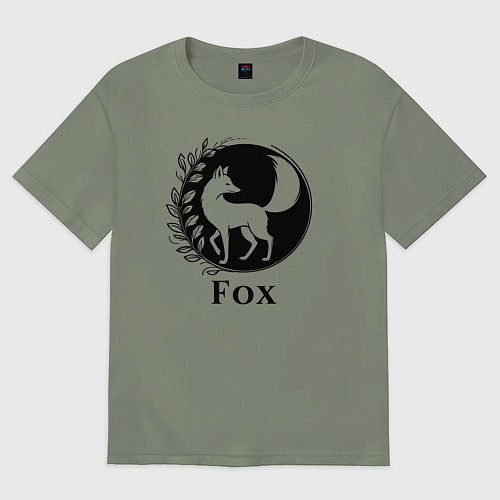 Женская футболка оверсайз Лиса в круге / Авокадо – фото 1