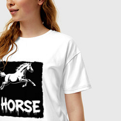 Футболка оверсайз женская Лошадь в прыжке, цвет: белый — фото 2